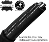 WHITE STITCH HANDBRAKE HANDLE REAL LEATHER COVER FITS FORD FIESTA 2017-2019