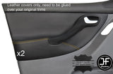 YELLOW STITCH 2X FRONT DOOR CARD TRIM LEATHER COVER FOR SEAT LEON MK1 99-05 5 DR