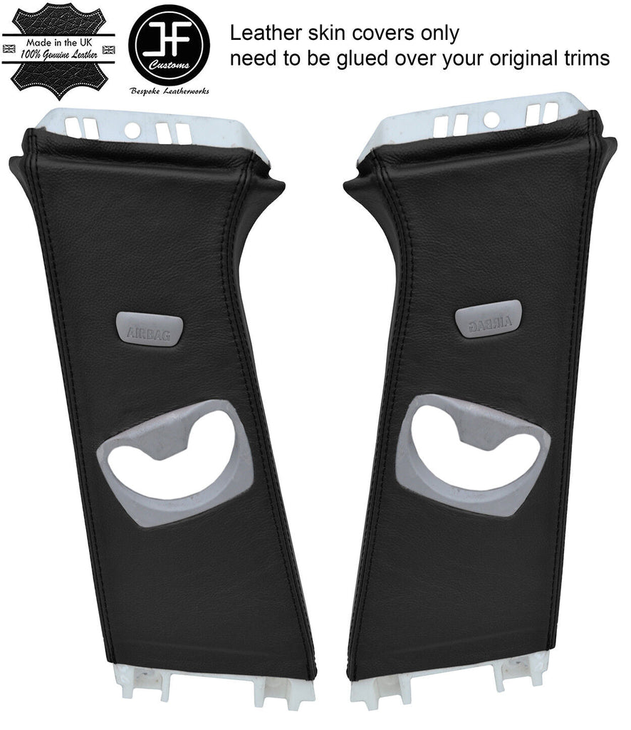 BLACK REAL LEATHER 2X UPPER B PILLAR COVERS FITS BMW 3 SERIES F30 F31 2011-2018
