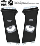 BLACK REAL LEATHER 2X UPPER B PILLAR COVERS FITS BMW 3 SERIES F30 F31 2011-2018