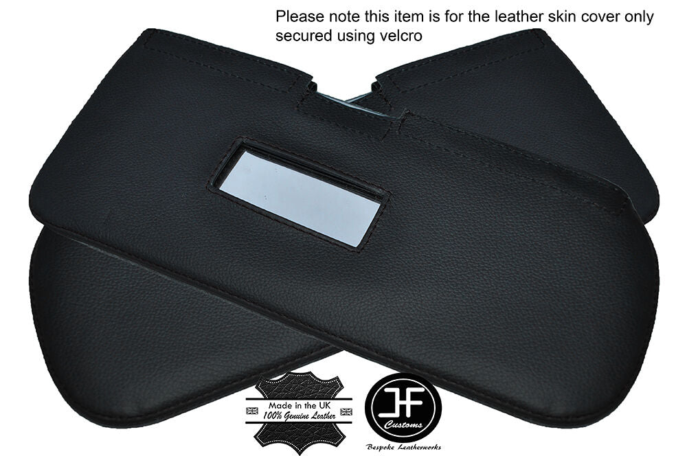 BLACK STITCHING 2X SUN VISORS LEATHER COVERS FITS FIAT 126 STYLE 2 CUSTOM NEW