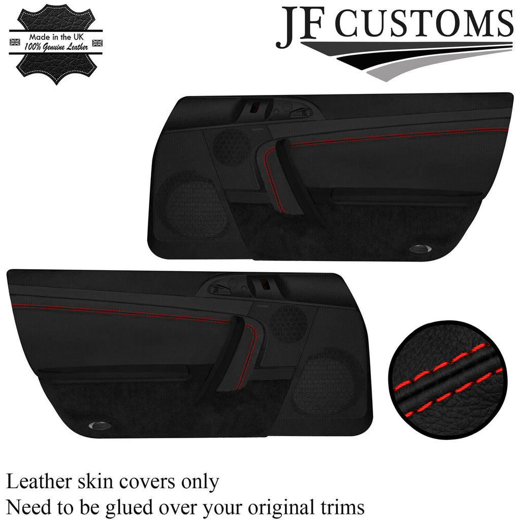 RED STITCH 2X DOOR CARD TRIM LEATHER COVER FOR PORSCHE CARRERA 911 997 04-12