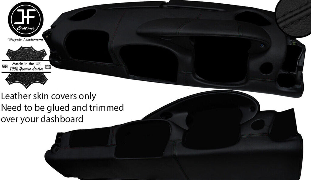 BLACK STITCH DASH DASHBOARD REAL LEATHER COVER FITS PORSCHE 986 BOXSTER 96-02