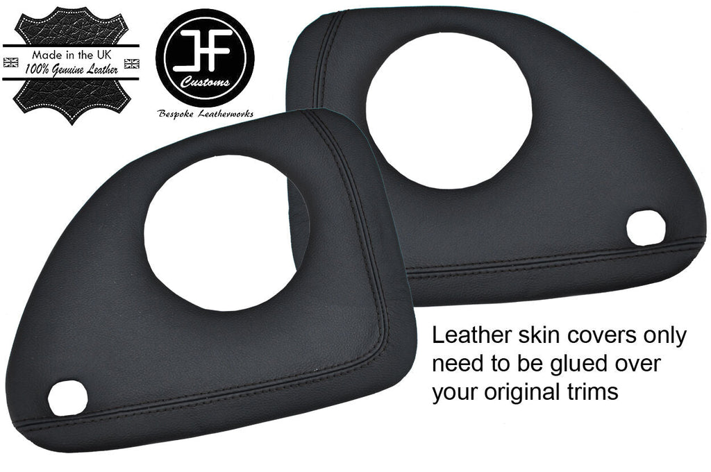 BLACK STITCH 2X REAR SPEAKER PANEL LTHR COVERS FOR SAAB 900 CLASSIC CONVERTIBLE