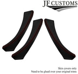 RED STITCH CARBON VINYL 3X  DOOR HANDLE COVERS FOR BMW E90 E91 E9X CUSTOM NEW