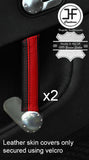 BLACK & RED STRIPE 2X FRONT DOOR HANDLE LEATHER COVERS FOR AUDI TT MK1 98-06