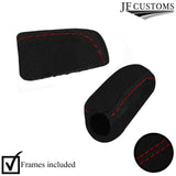 D RED ST. 2X SUEDE SEAT HANDLE KNOB & PLATE COVER+FRAME FOR LAND ROVER DEFENDER