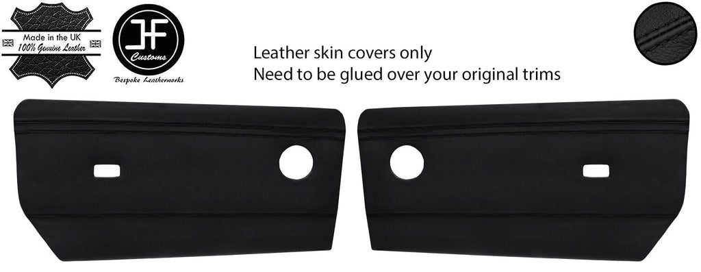 BLACK STITCH 2X FRONT DOOR CARD LEATHER COVERS FITS FORD CORTINA MK5 COUPE 2DR