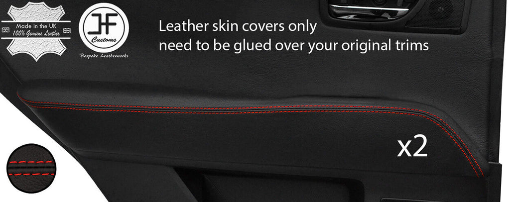 RED STITCH 2X REAR DOOR ARMREST LEATHER COVERS FITS LEXUS RX450h RX350 10-15