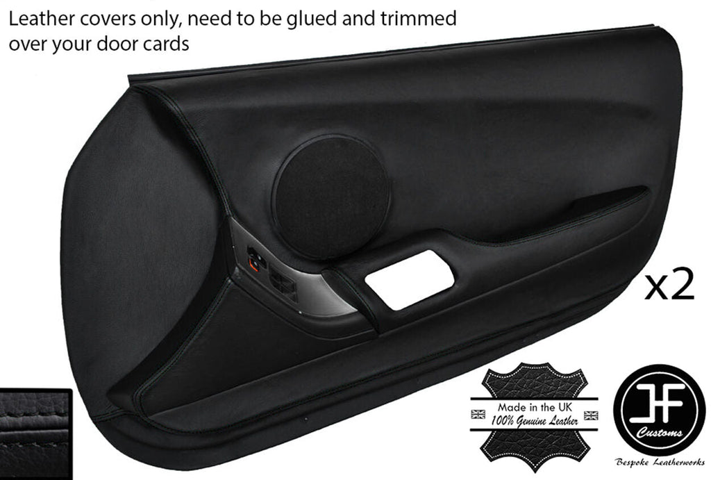 BLACK STITCH 2X FULL DOOR CARD LEATHER COVER FOR TOYOTA SUPRA MK4 93-02 STYLE 2