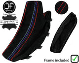 RED & TRI STITCH SUEDE HANDBRAKE GAITER + PLASTIC FRAME FOR BMW X3 E83 03-10