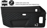 BLACK DIAMOND STITCH 2X FULL DOOR CARD LEATHER COVER FITS PORSCHE 924 944 75-91