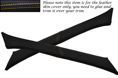 YELLOW STITCH FITS PEUGEOT 306 93-01 2X WINDSCREEN A PILLAR LEATHER SKIN COVERS
