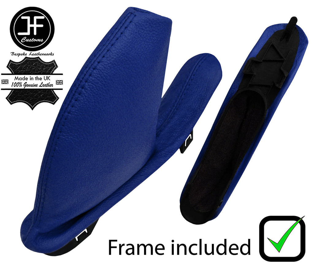 BLUE REAL LEATHER HANDBRAKE GAITER+PLASTIC FRAME FOR ROVER 75 1999-2005