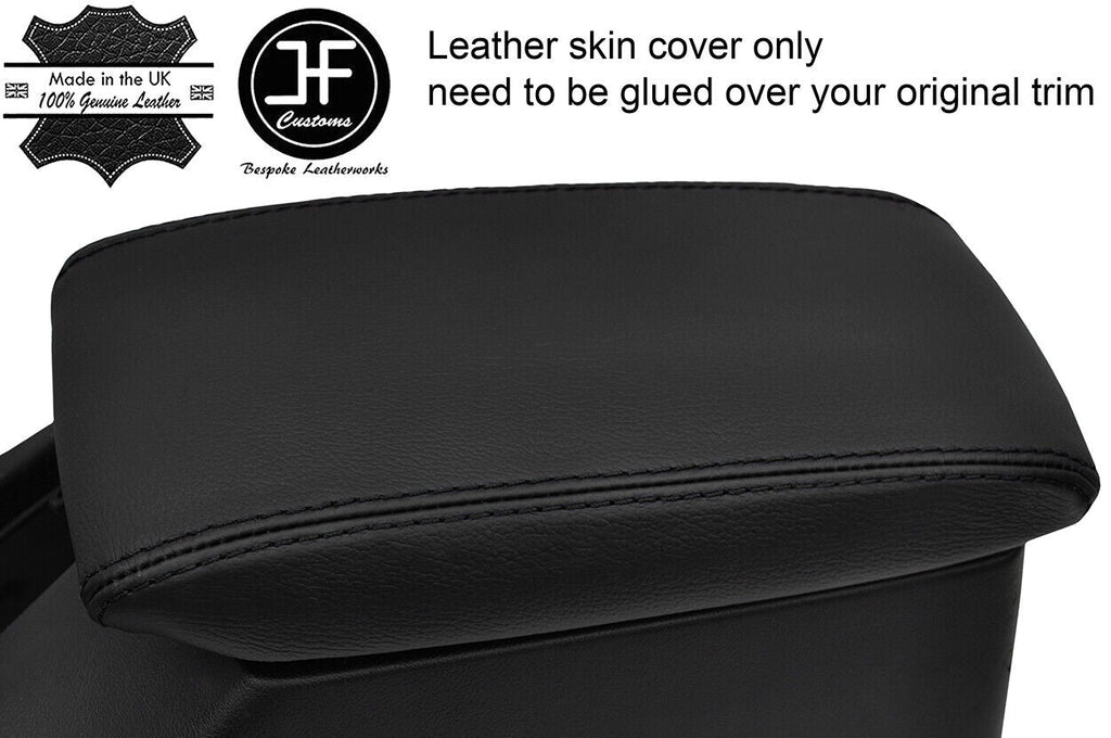 BLACK STITCH NON SLIDING ARMREST TOP GRAIN LEATHER COVER FITS JAGUAR X-TYPE