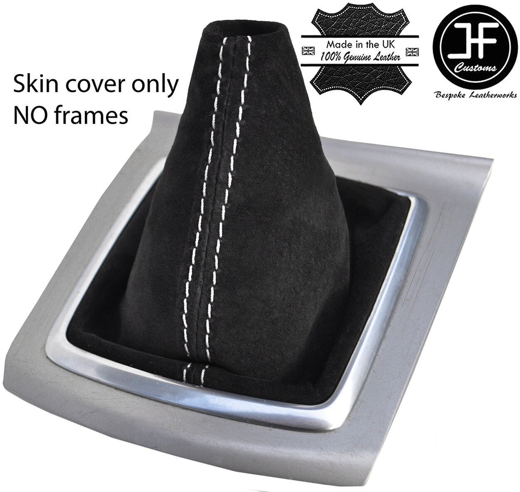 WHITE STITCHING REAL SUEDE MANUAL GEAR GAITER FOR FORD FOCUS MK2 2008-2011