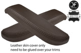 BROWN REAL LEATHER 2X FRONT DOOR ARMREST COVERS FOR TOYOTA LAND CRUISER 90-97