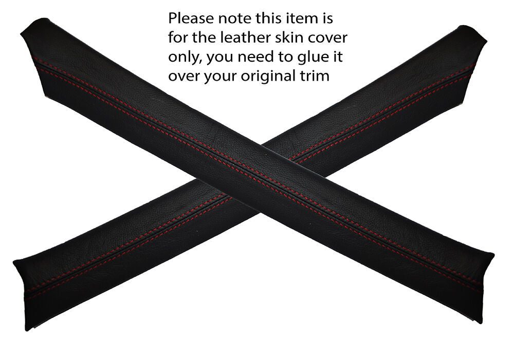 BLACK STITCH 2X A POST PILLAR LEATHER SKIN COVER FITS NISSAN NAVARA D22 01-04