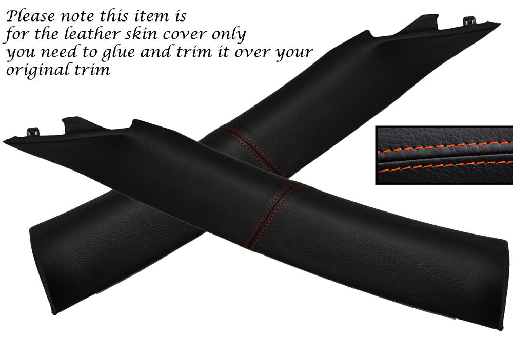 ORANGE STITCH WINDSCREEN PILLAR LEATHER SKIN COVERS FITS NISSAN 350Z 2002-2009