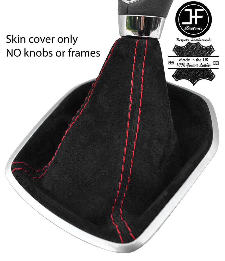 RED STITCHING REAL SUEDE MANUAL GEAR GAITER FOR FORD FIESTA MK9 2013-2017