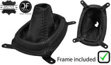 BLACK STITCH LEATHER GEAR GAITER+PLASTIC FRAME FITS MITSUBISHI ECLIPSE 00-05