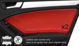 RED TOP GRAIN LEATHER 2X FRONT DOOR CARD COVERS FITS AUDI A4 B8 2008-2015