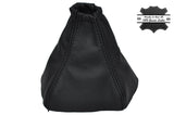 BLACK STITCHING MANUAL LEATHER SKIN GEAR GAITER FITS FORD S-MAX MPV 2006-2010