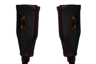 red stitch FITS FORD ESCORT MK1 68-76 2X FRONT SEAT BELT STALK LEATHER COVERS