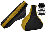 BLACK & YELLOW LEATHER GEAR & HANDBRAKE GAITER FITS VAUXHALL ASTRA MK5 H 04-09