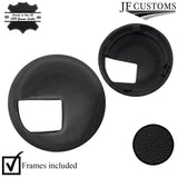 BLACK LEATHER 2X DOOR HANDLE TRIM COVERS+FRAMES FITS FIAT 500 07-16 CUSTOM NEW