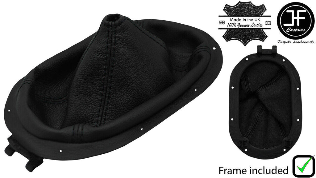 BLACK STITCH LEATHER MANUAL GEAR GAITER+PLASTIC FRAME FITS JEEP WRANGLER 07-10