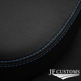 L BLUE STICH 2X FRONT HEADREST SKIN COVERS FITS LAND ROVER DEFENDER 90 110 83-06