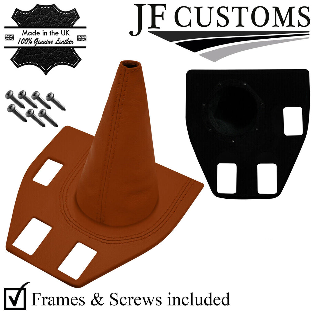 TAN LEATHER GEAR + BASE COVERS WITH PLASTIC FRAMES FOR TRIUMPH STAG 70-77