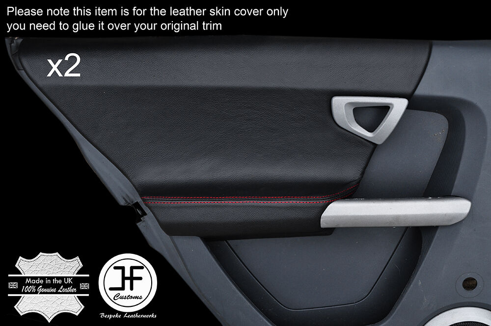 RED STITCH 2X REAR DOOR CARD TRIM LEATHER COVERS FITS SMART FORFOUR 2004-2006