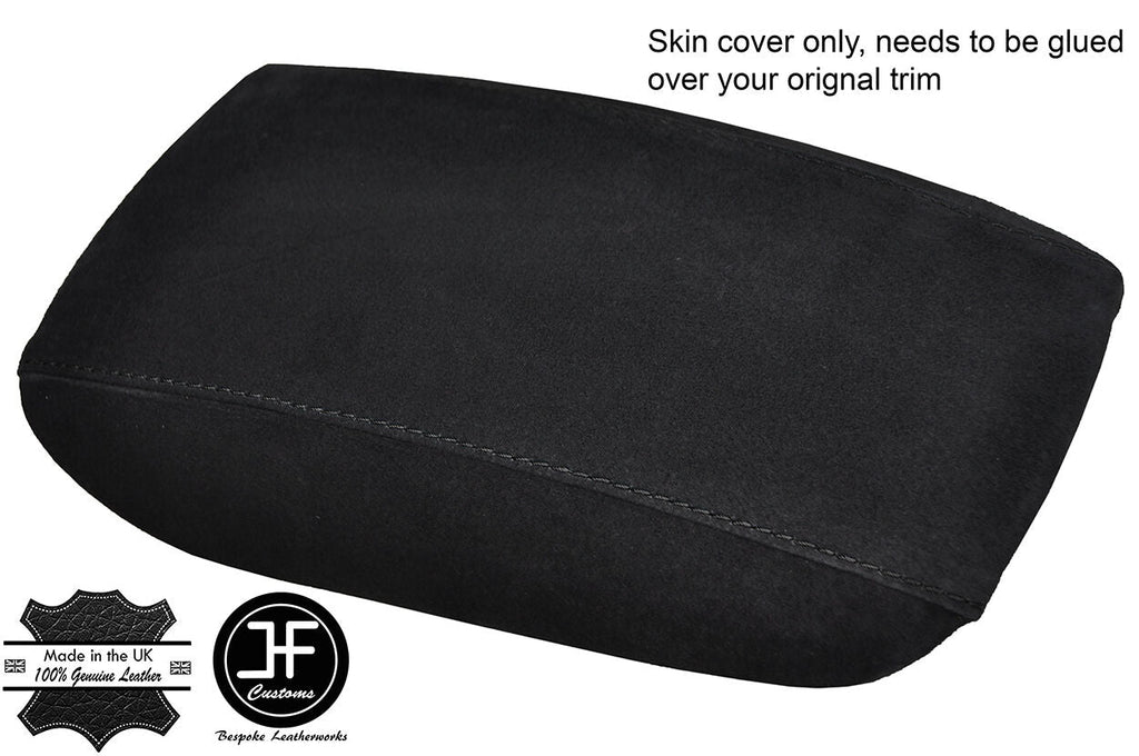 BLACK STITCHING ARMREST LID REAL SUEDE COVER FITS FORD MONDEO MK5 2014-2017