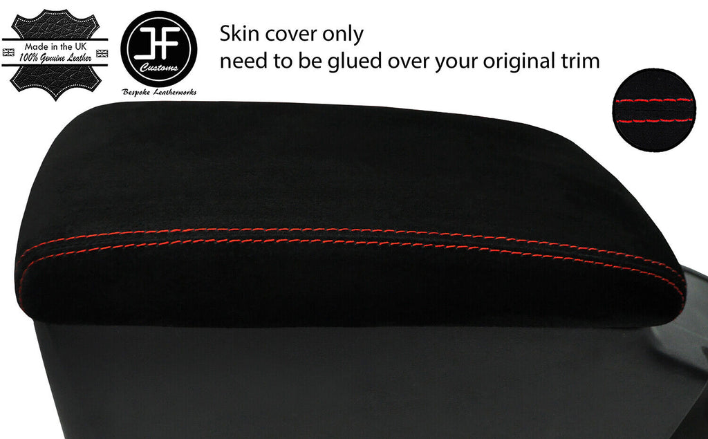 RED STITCH ARMREST LID SUEDE COVER FITS TOYOTA JZX 100 CHASER 1996-2000