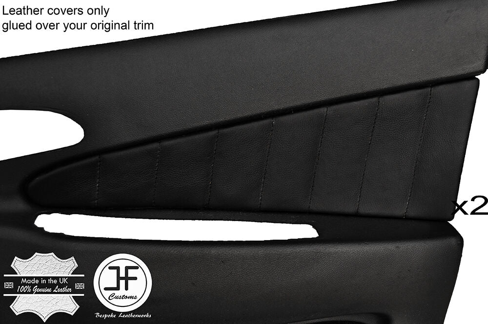 BLACK STITCH 2X FRONT DOOR CARD TRIM LEATHER COVERS FITS ALFA ROMEO 156 98-03