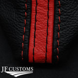 BLACK & RED STRIPE LEATHER MANUAL GEAR GAITER FITS BMW MINI F55 F56 14-16