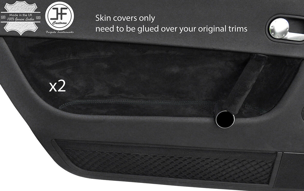 BLACK STITCHING 2X FRONT DOOR CARD SUEDE COVERS FITS AUDI TT MK1 1998-2006