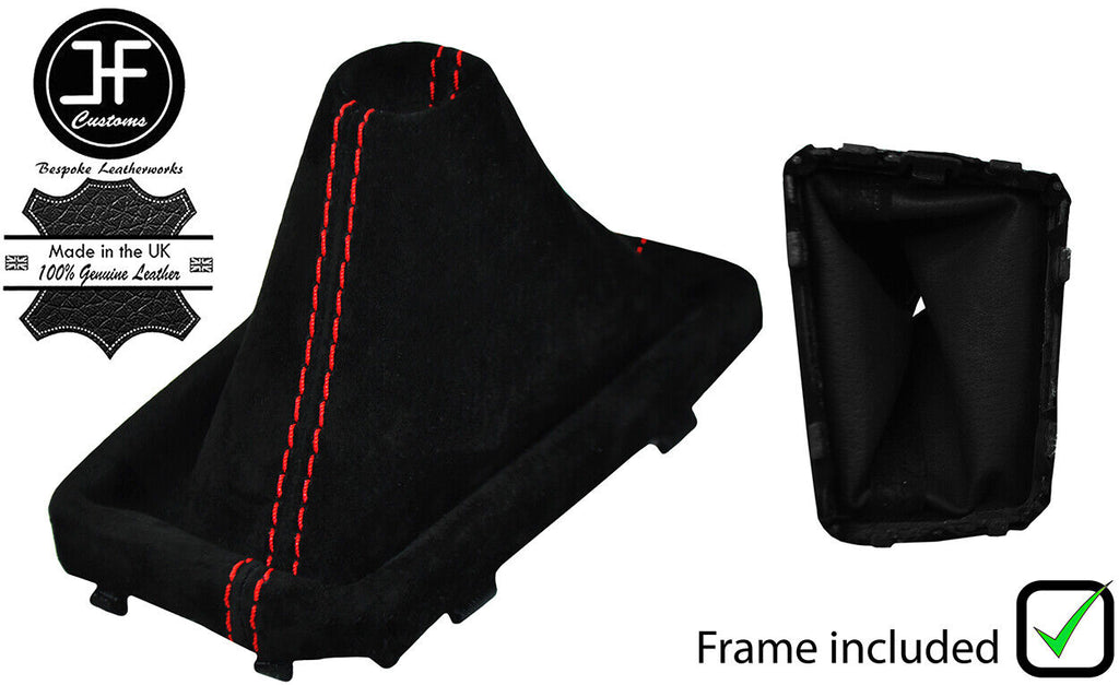 RED  STITCH SUEDE AUTOMATIC DSG GEAR GAITER+FRAME FOR SEAT LEON MK3 FL 17-18