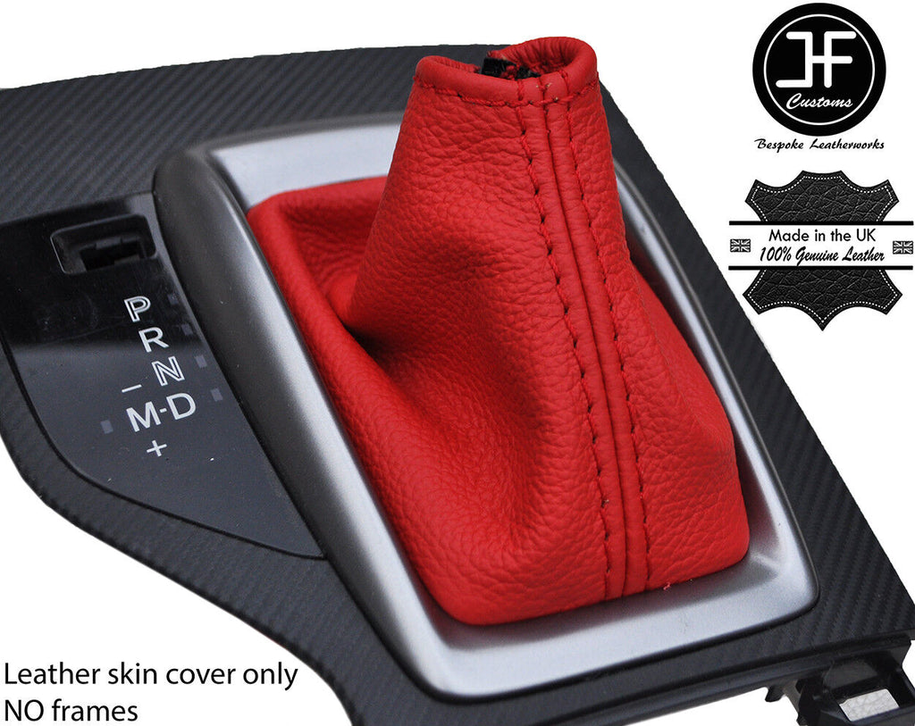RED REAL LEATHER AUTO AUTOMATIC GEAR GAITER FITS MAZDA 3 2014-2017 CUSTOM NEW