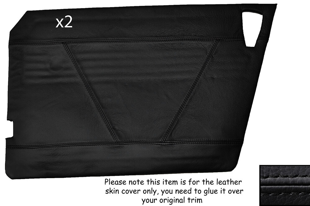 BLACK STITCH 2X FULL DOOR CARD LEATHER SKIN COVERS FITS MG MG MIDGET CUSTOM NEW