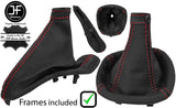 RED STITCH LEATHER GAITER SET WITH PLASTIC FRAME FITS ALFA ROMEO 147 01-09