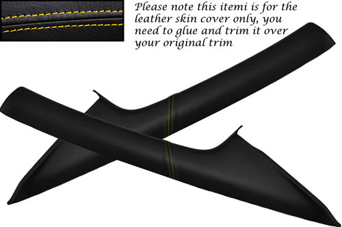 YELLOW  STITCH FITS FORD FOCUS MK2 2005-2011 2X WINDSCREEN PILLAR LEATHER COVERS