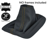 YELLOW STITCHING MANUAL REAL GREY LEATHER GEAR GAITER FITS VW CADDY 10-13