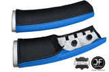 BLACK & BLUE LEATHER 2X DOWN TUBES COVERS FITS BMW MINI COOPER S R50 R53 01-06