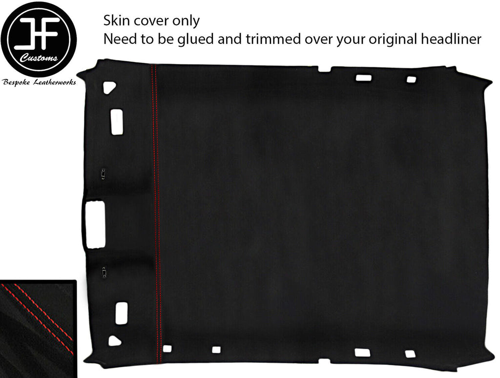 RED STITCH LINER ROOF HEADLINING LUXE SUEDE COVER FOR BMW 3 E36 92-98 COUPE
