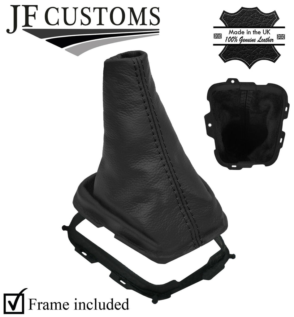 BLACK STITCH  LEATHER GEAR GAITER + PLASTIC FRAME FITS DACIA DOKKER 2012-2020