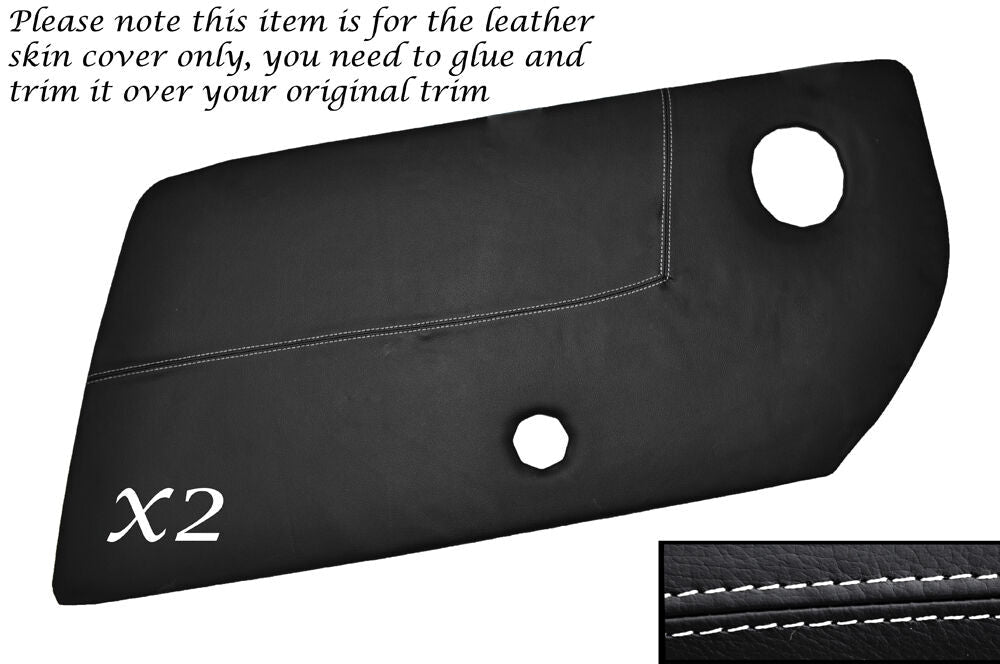 WHITE STITCH 2X DOOR CARD LEATHER SKIN COVERS FITS PORSCHE 911 SC 1974-1989