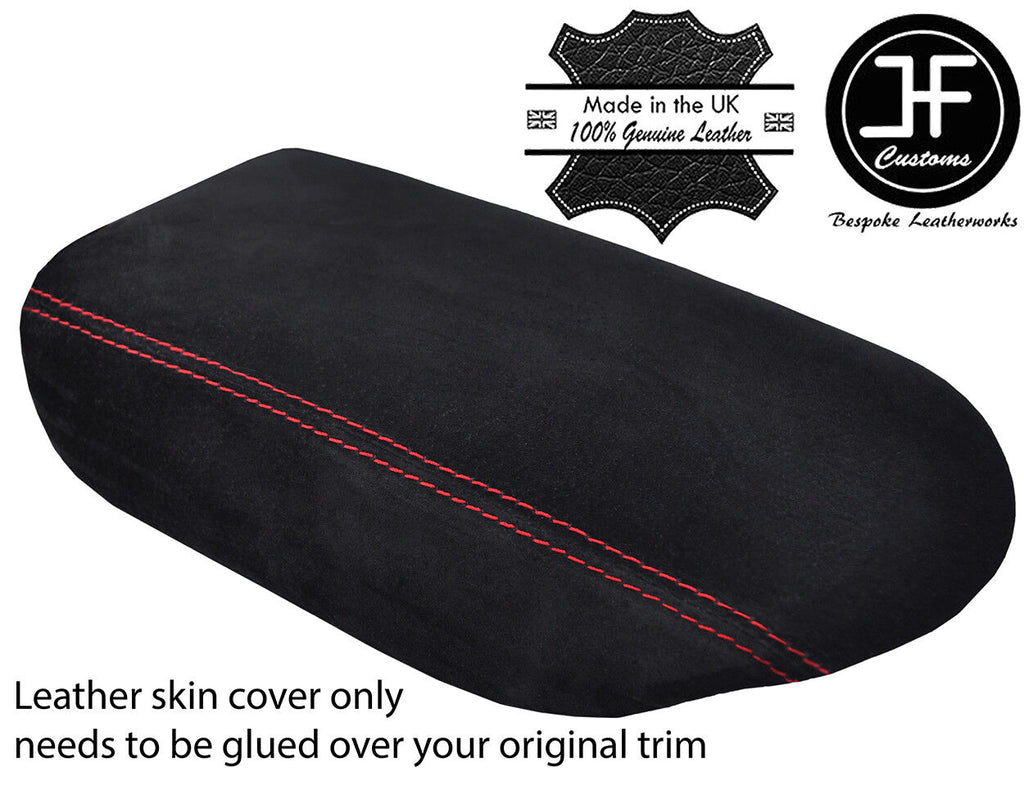 RED STITCH REAL SUEDE ARMREST LID COVER FITS GT-R R35 2009-2017 CUSTOM NEW